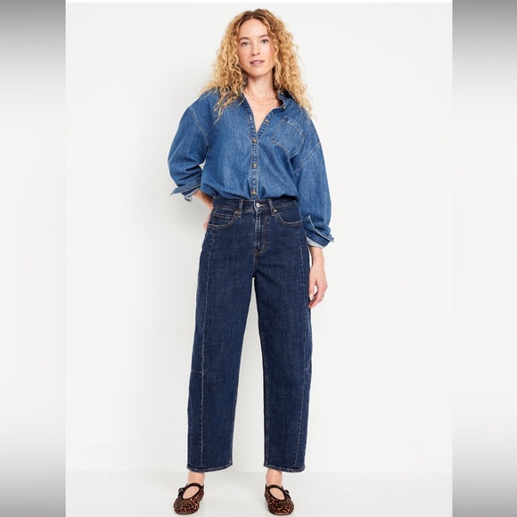 Old Navy High Waisted Barrel Ankle Jeans in Size 14 - Picture 2 of 11